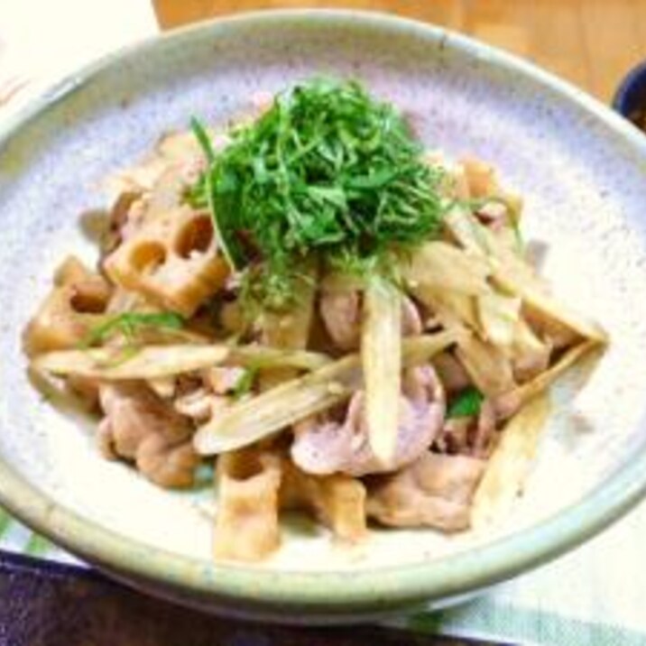夏バテ防止 豚肉と根菜のさっぱり炒め♪
